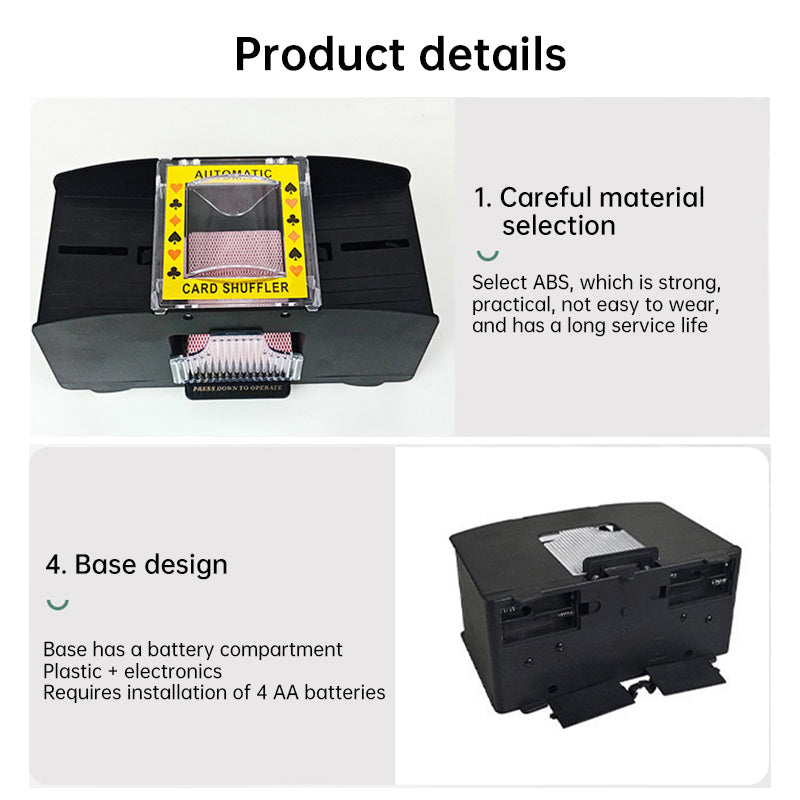 3 - sec Silent ABS Card Shuffler for Games , silent, made of ABS. For poker, board and family games.