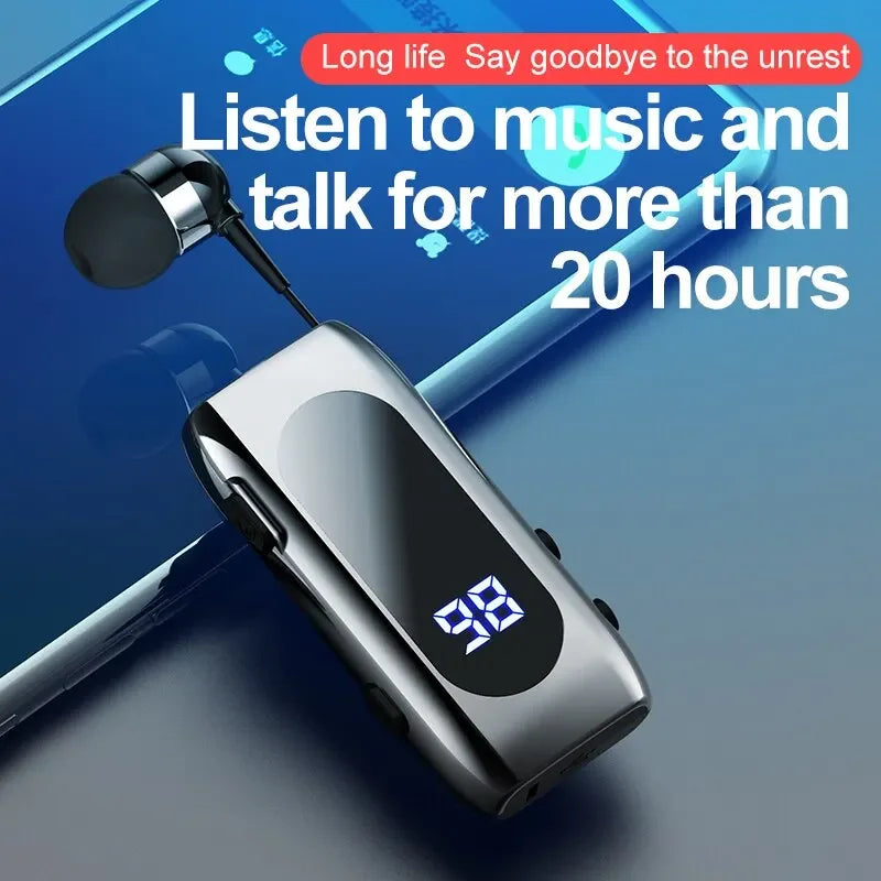 Business Sports Telescopic Cable Collar Clip 5.2 Smart Mini Bluetooth Earphones