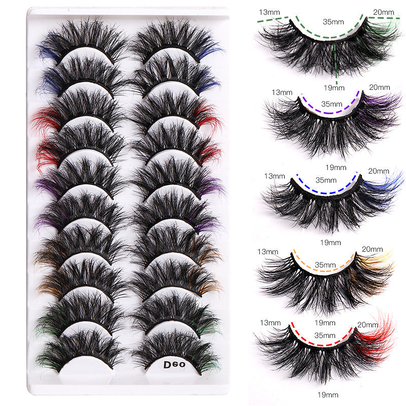 10 Pairs Of Color Mink Hair Fried Multilayer Thick Cross False Eyelashes 8D FLUFFY - V.I.P Digital Presence