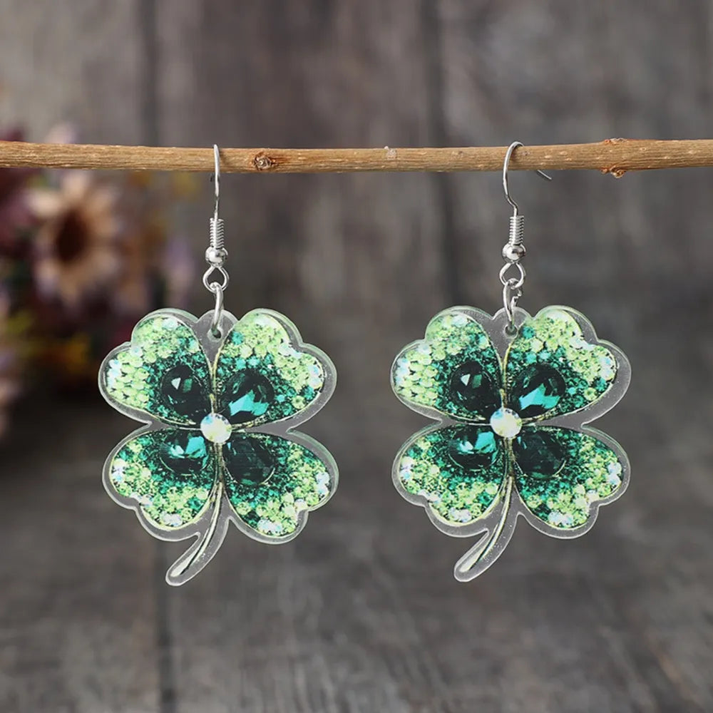 Lucky Clover Acrylic Dangle Earrings - V.I.P Digital Presence