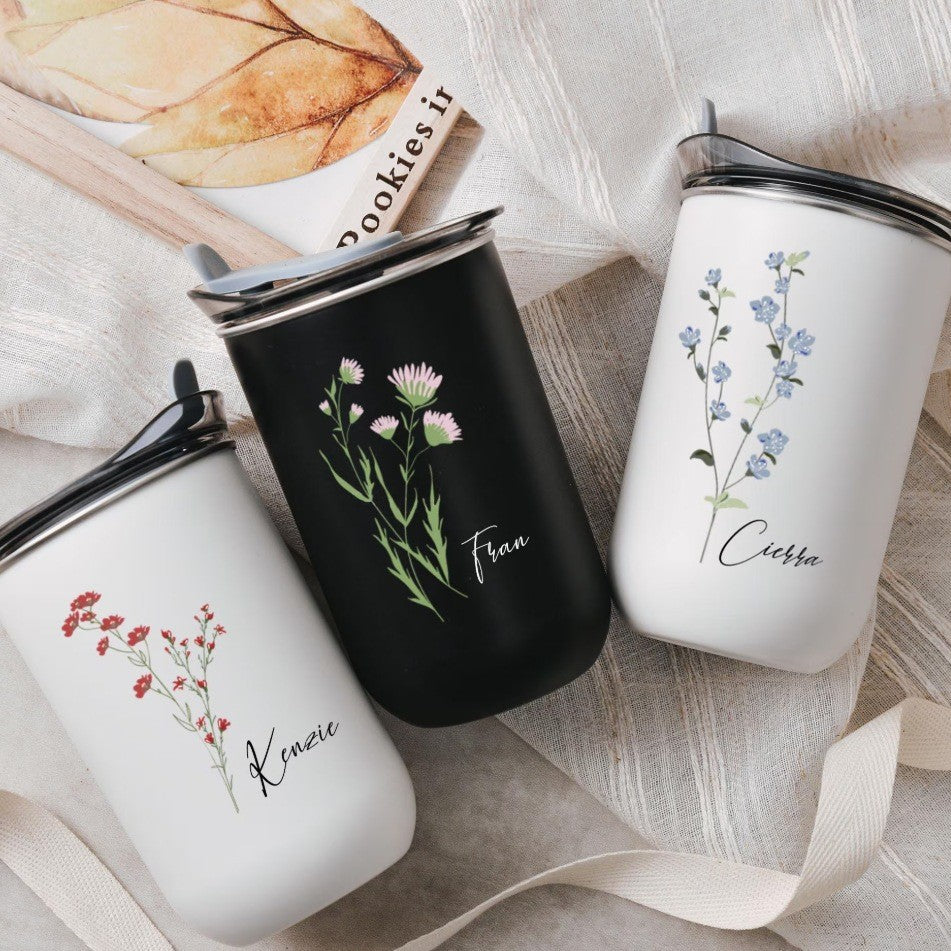 Customized personalized bridesmaid gift with floral cover high-value wine glass