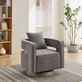 29.1"W Swivel Accent Open Back Chair Modern Comfy Sofa Chair With Weathered Base (Charcoal,Linen Blend) - V.I.P Digital Presence