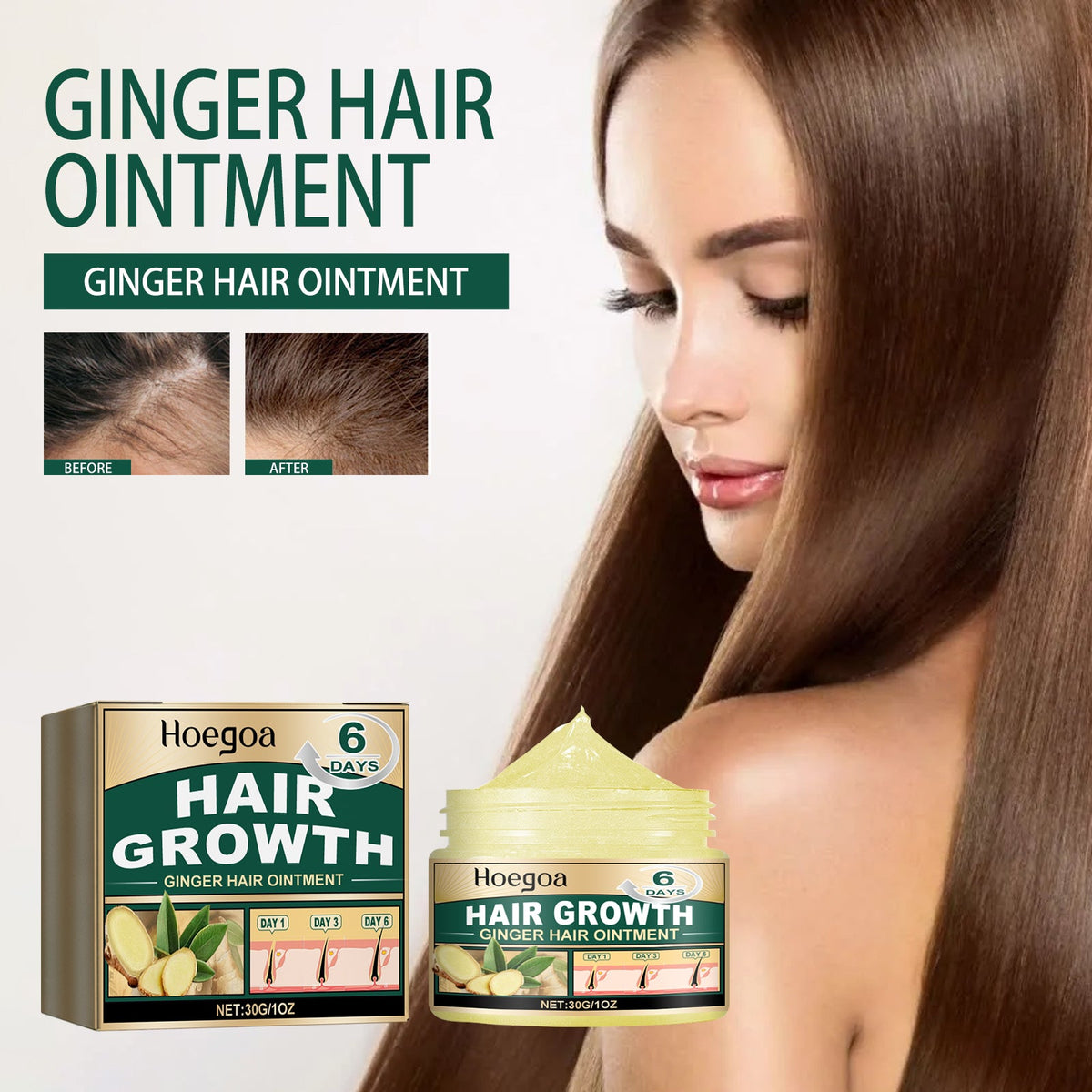 Ginger Hair Ointment, Care For Hair Follicles, Strengthen Hair, Moisturize Hair, Prevent Hair Breakage And Dense Hair Care Cream