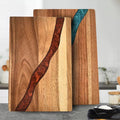 Heavy Duty Serving Tray Chopping Board With Ocean Wave  Epoxy Resin Wood Cutting Board