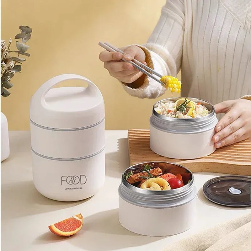 1240ML/1590ML Large Capacity Stainless Steel 304 Lunch Box Leak-Proof Multi layer Thermal Bento Box Adult Student Food Container