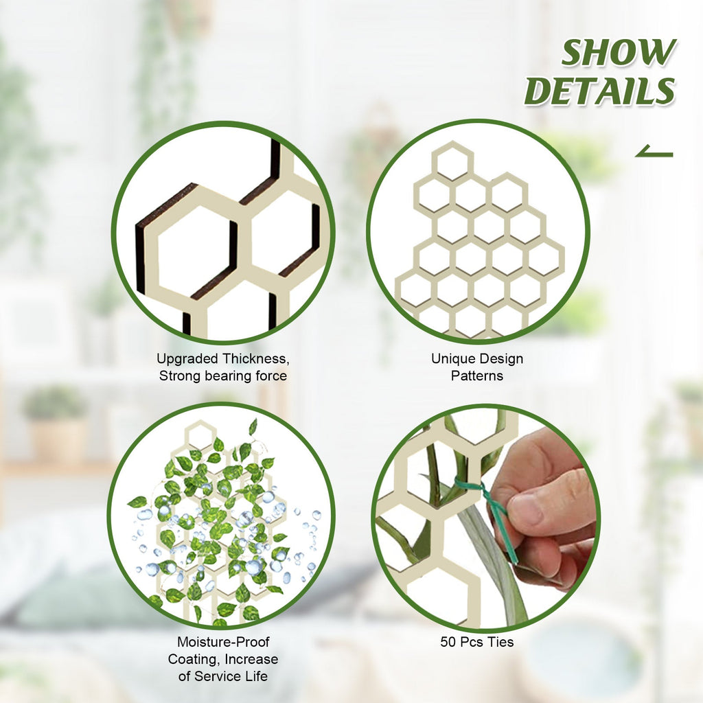 Garden Plant Trellis, Home Wooden Geometric Molding Decorative Support Flower Arrangements Climbing Pergola