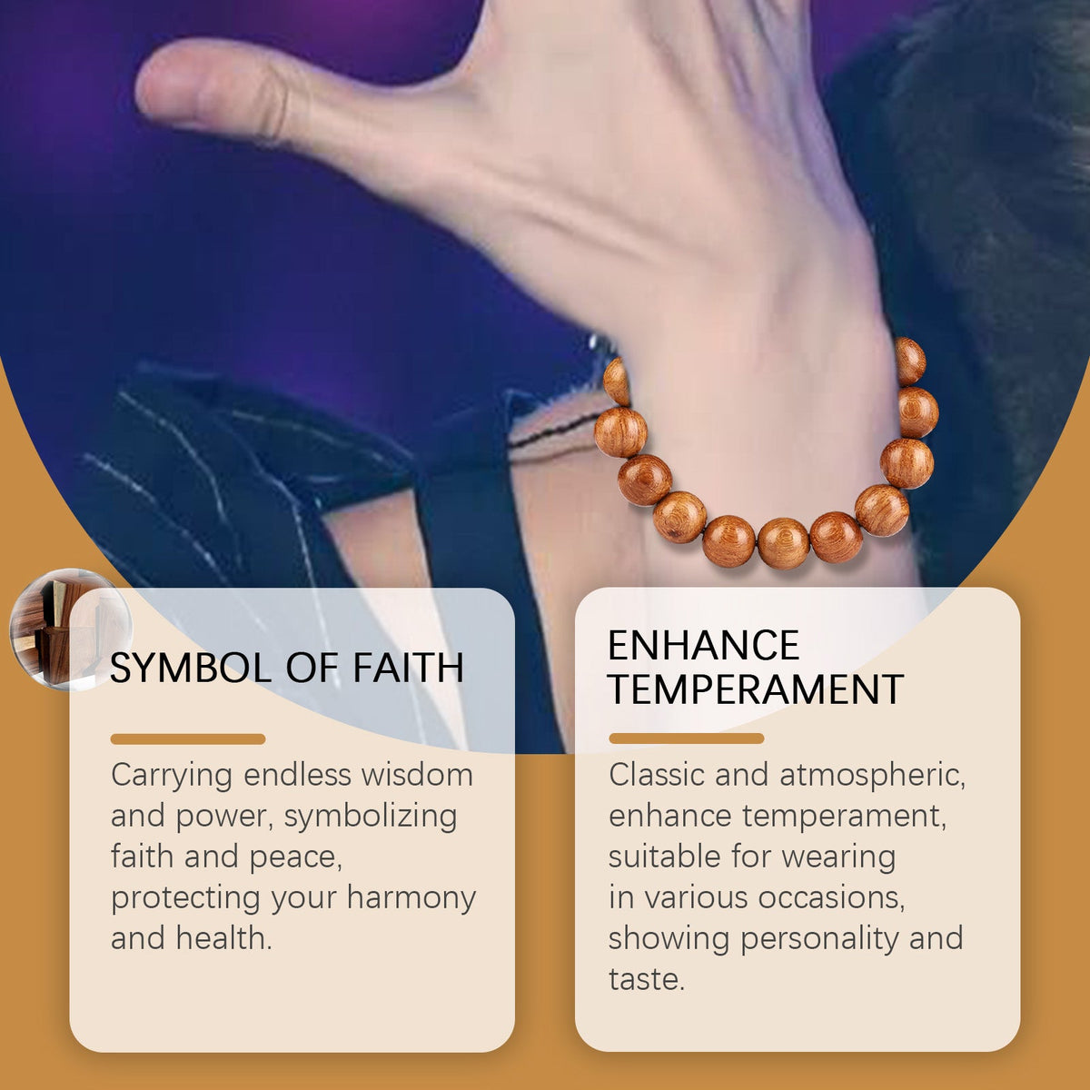 Rosewood Buddha Bead Bracelet Daily Simple Fashion Design Bracelet Personality All-In-One Beaded Bracelet