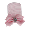 European and American Big Bow Glittering Diamond Pink Stripe Girl Baby Knitted Hat Newborn Baby Pullover Hat - V.I.P Digital Presence