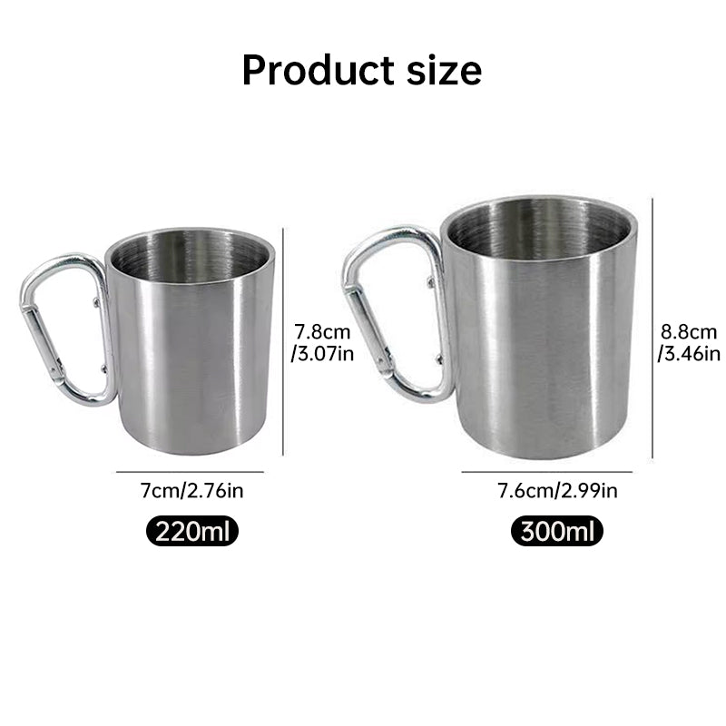 Outdoor mountaineering button, water cup, trip, camping, portable button, 201 stainless steel material