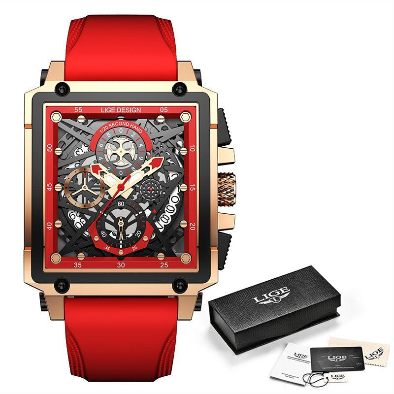 Lige New Men's Watch Square Multifunction Chronograph 30M Waterproof Watch - V.I.P Digital Presence
