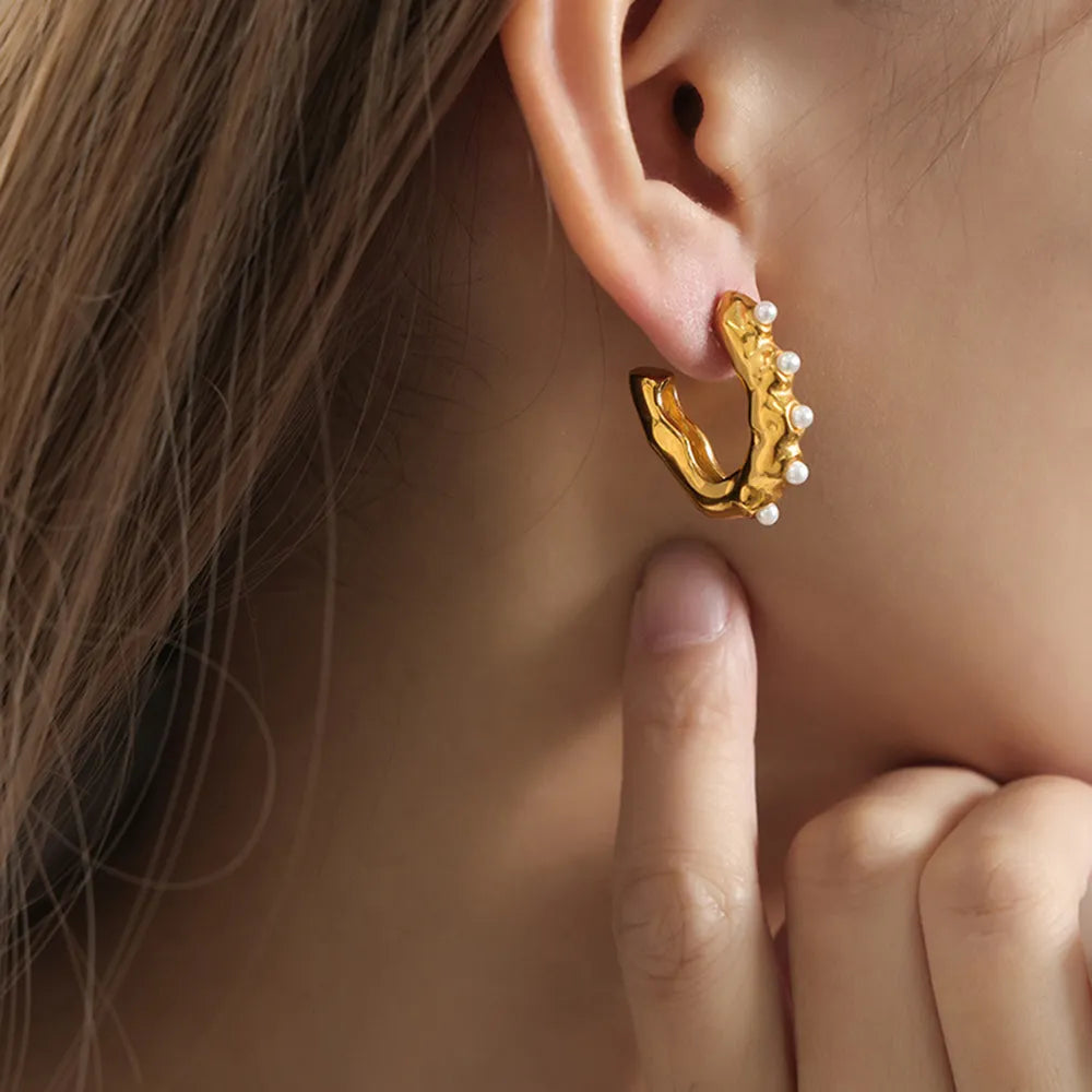 Synthetic Pearl 18K Gold-Plated Earrings - V.I.P Digital Presence