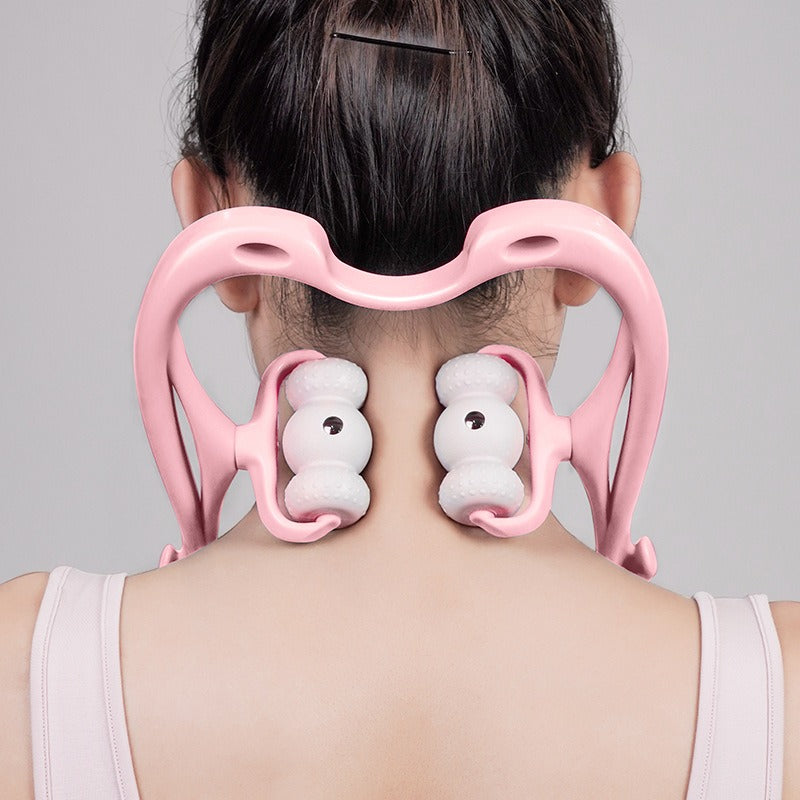Cervical Massager Manual Massage Neck and Shoulder Massager Six Wheel Massager Neck Clamp Divine Tool