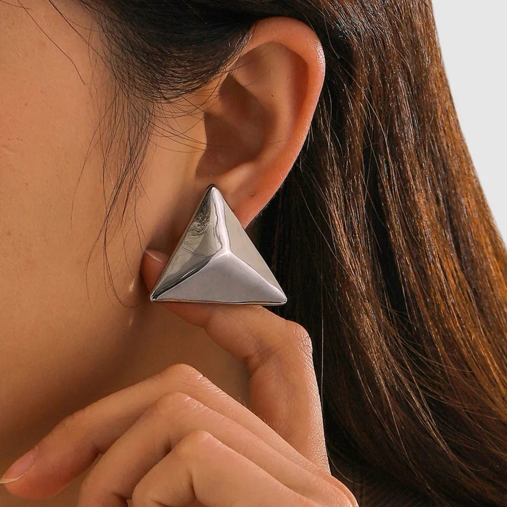 Stainless Steel 3D Triangle Earrings - V.I.P Digital Presence