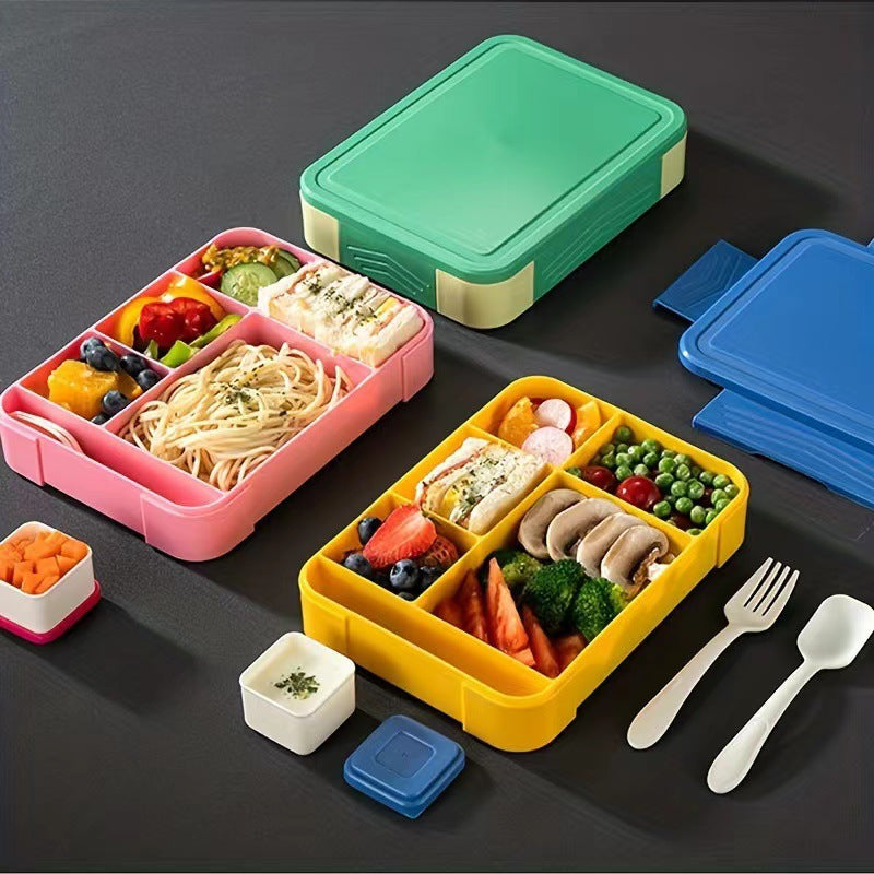 Japanese style simple portable microwaveable double layer partition lunch box