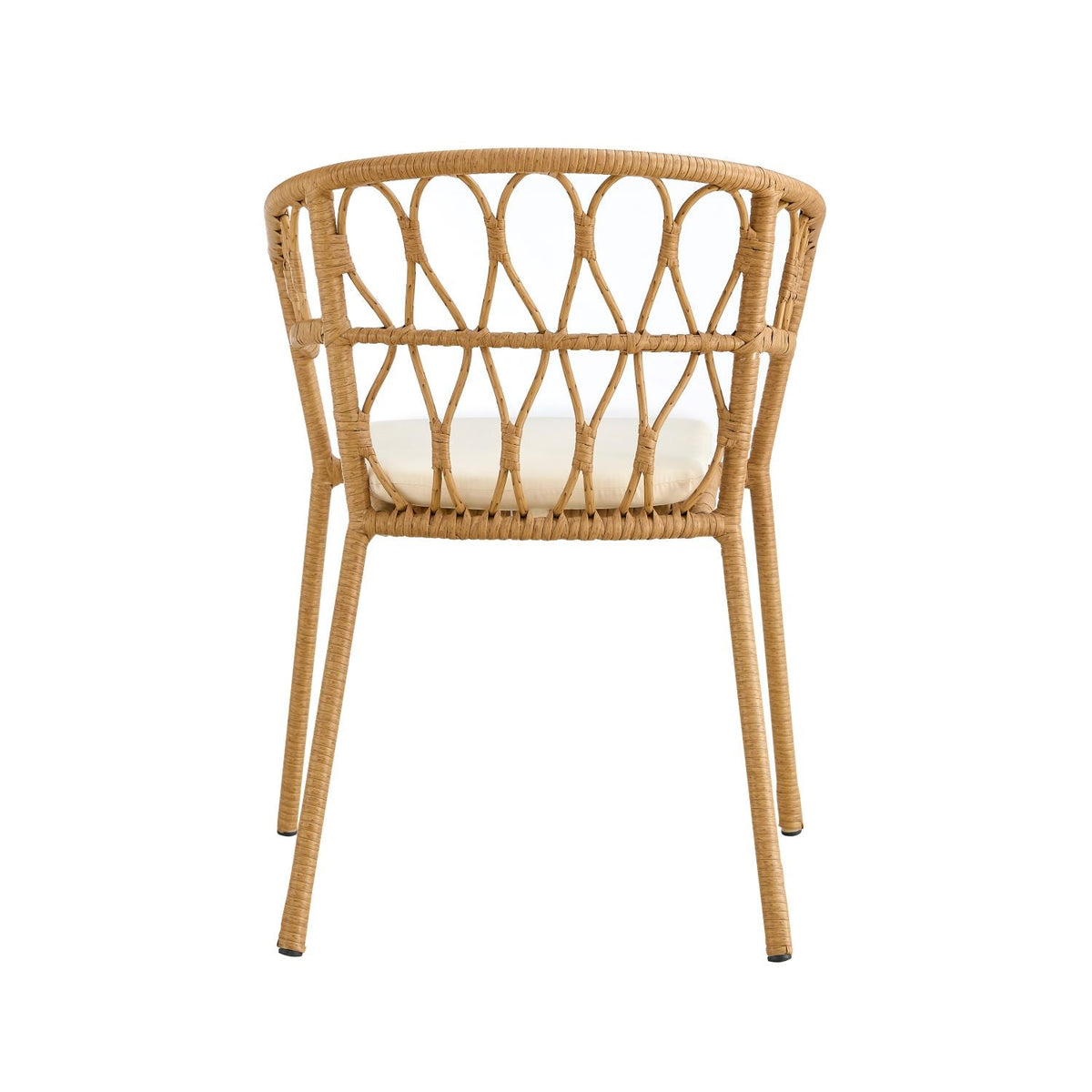Outdoor dining set of 5 simple bamboo dinning table  PE ratten round table 110CM plastic wood top
