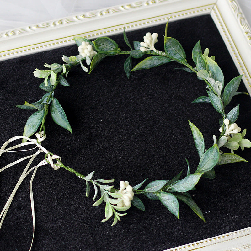 Minimalist Forest Flower Wreath Headflower Pregnant Women Spring Forest Shooting Green Plants Fresh Headwear Children's Festival Accessories