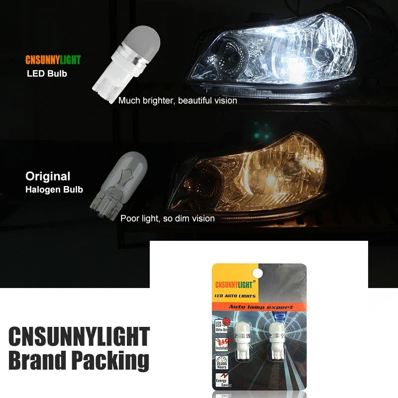 2pcs T10 W5W 194 168 LED Car Parking Side Signal Light License Plate Bulb Interior Reading Wedge Dome Turn Lamp12V