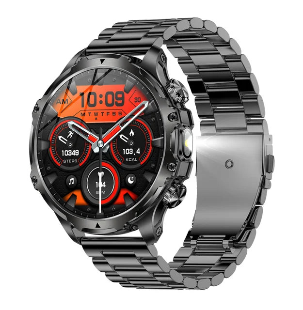 AK75 Smart Watch Flashlight  Men Outdoors Sports Fitness Tracker 700mah Large Battery BT Calling LED Light Smartwatch - V.I.P Digital Presence