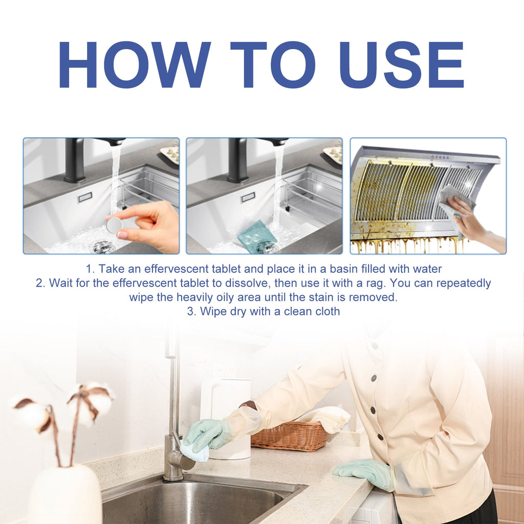 Kitchen Cleaning Effervescent Tablet Cooktop Tile Bathroom Kitchen Heavy Oil Dirt Stain Cleaning Effervescent Tablet