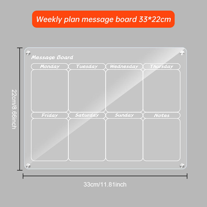 Acrylic message board magnetic refrigerator sticker household erasable calendar transparent note display board - V.I.P Digital Presence