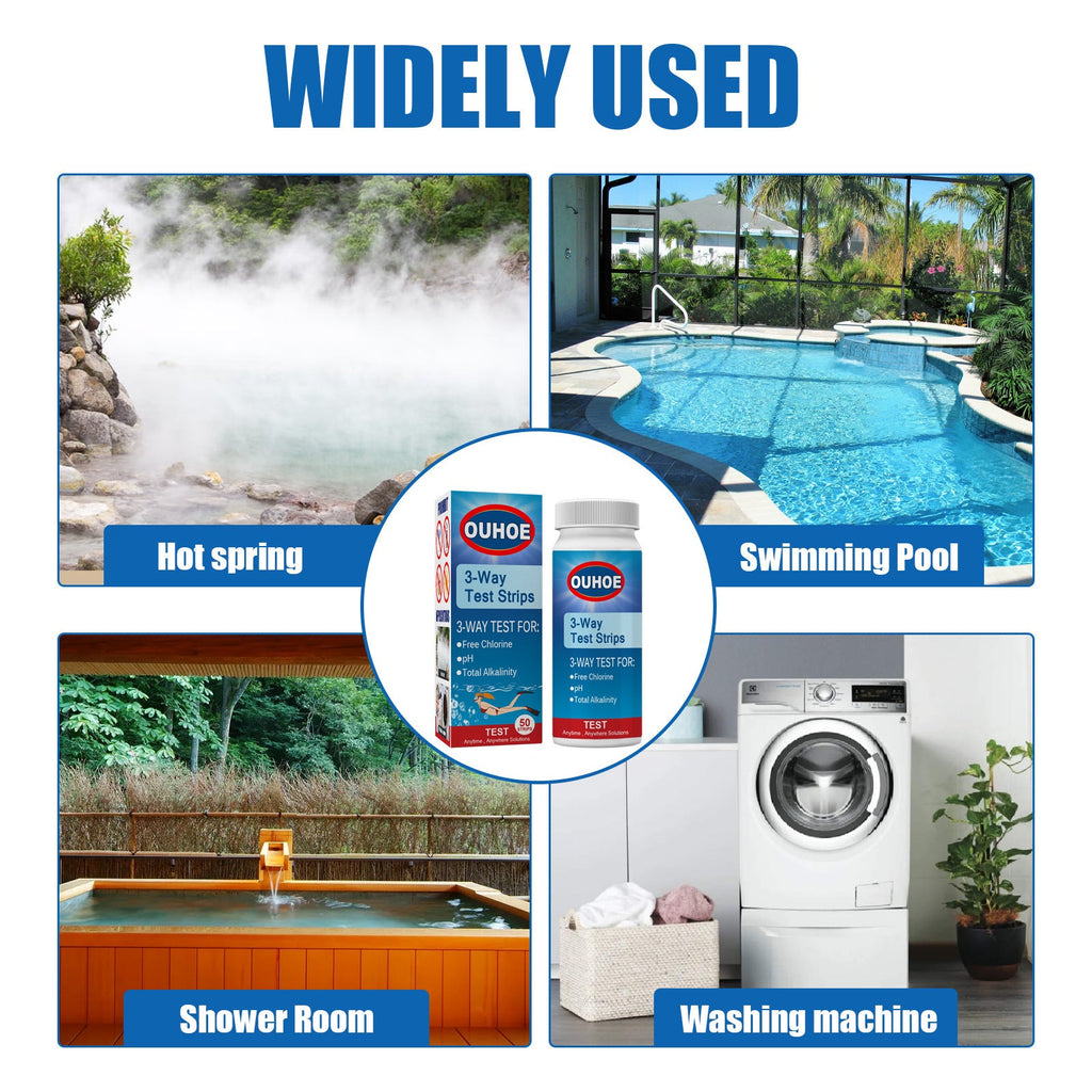 3-In-1 Ph Test, Paper Pool Water Quality Total Alkalinity Hardness Pool Clean Water Ph Test Strip