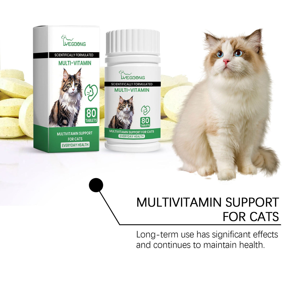 Pet Cat Multivitamin Tablets, Cats Supplement Vitamin Micronutrient Nutritional Supplements