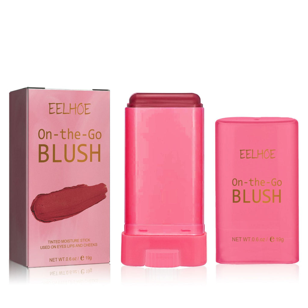 Blush Stick, Brightening Primer Solid Contouring Natural Nude Makeup Waterproof Lightweight Multi-Functional Blush Stick