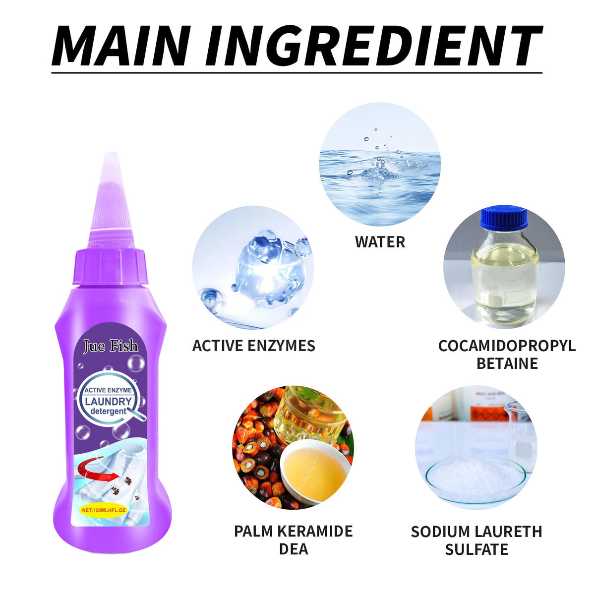 Active Enzyme Laundry Cleaner, Deep Cleansing Clothing Removes Stubborn Stains Gently And Does Not Irritate