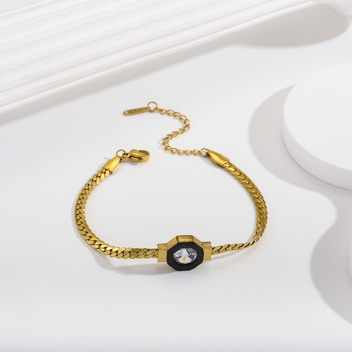 Zircon 18K Bracelet Necklace Zircon Geometry Fashion Simple Titanium Steel Bracelet