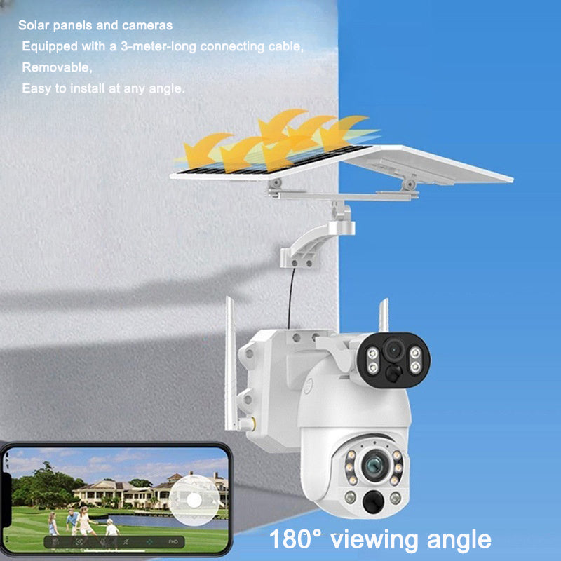 Outdoor solar monitoring camera dual lens wireless wifi remote night vision high-definition monitor