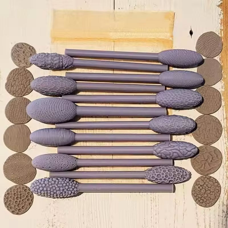 9 - piece Clay Art Texture Tool Sets. Includes Pattern Rollers for Modeling, Embossing Plaids with Hand - held Rollers