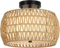 Boho Light Fixtures Ceiling Mount, Rattan Semi Flush Mount Ceiling Light, Farmhouse Light Fixtures with Fabric Shades - V.I.P Digital Presence