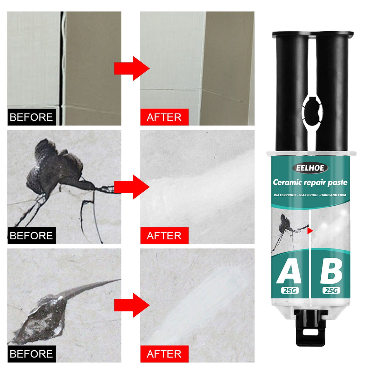 EELHOE Tile Repair Paste Tile Repair AB Glue Set Crack Repair Agent Ceramic Adhesive