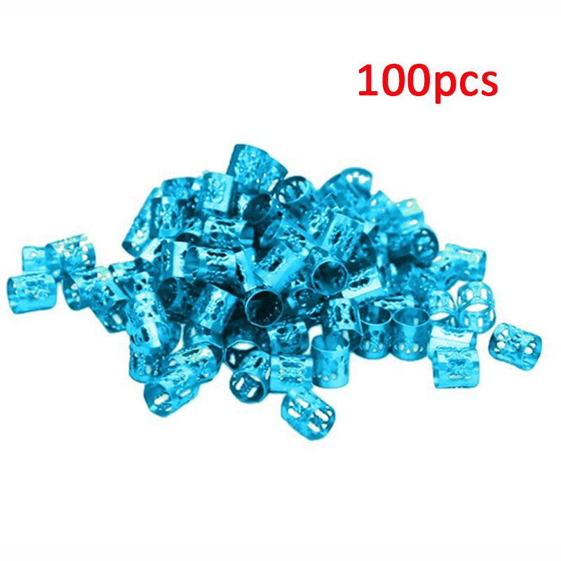 100 Pcs/set 7 Colors Mixed Beads Adjustable Hair Braids Dreadlock Beads Adjustable Hair Braid Rings Cuff Clips Tubes Jewelry - V.I.P Digital Presence