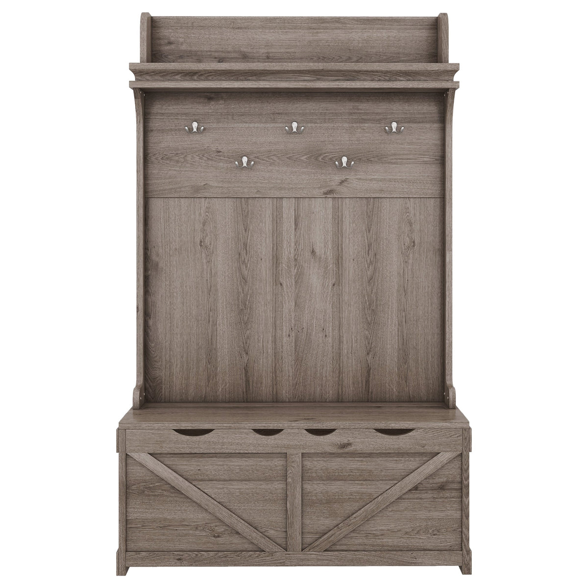 Hall tree with storage desk, entrance desk with drawers and 5 hooks, display rack,Oak