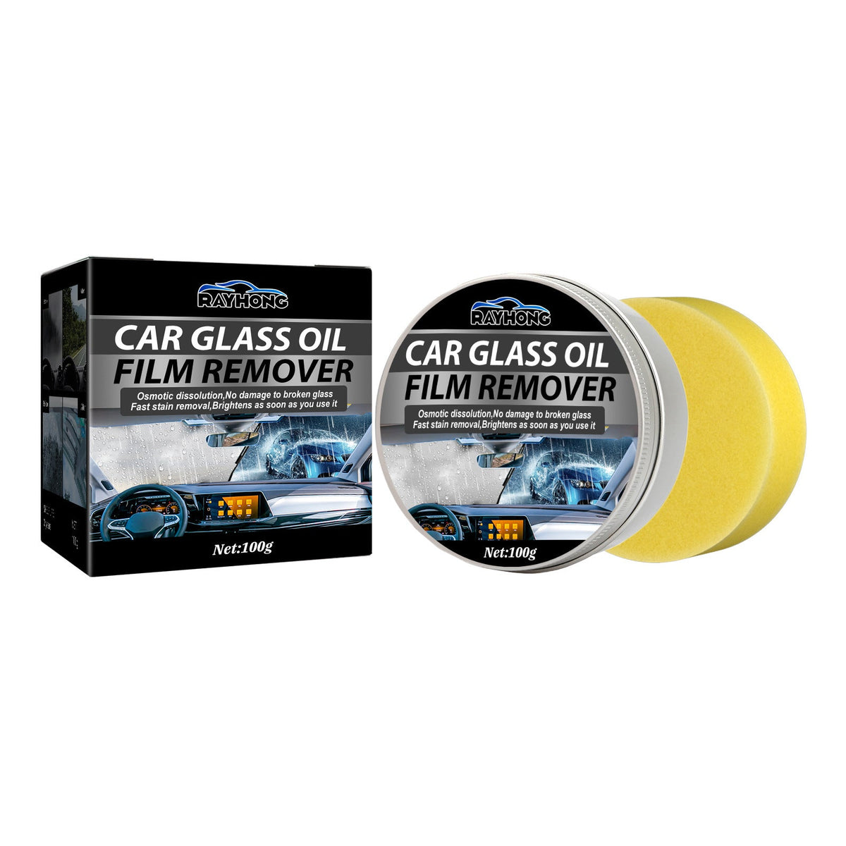 Car Glass Oil Film Remover, Rain Mist Smeary Clean Car Windscreen Cleaner