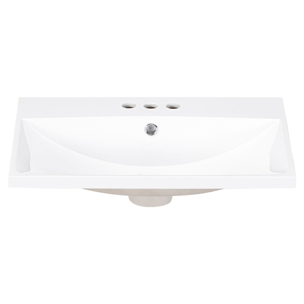 24" Bathroom Vanity Top Only White Basin 3-Faucet Holes  4" Faucet Available Ceramic