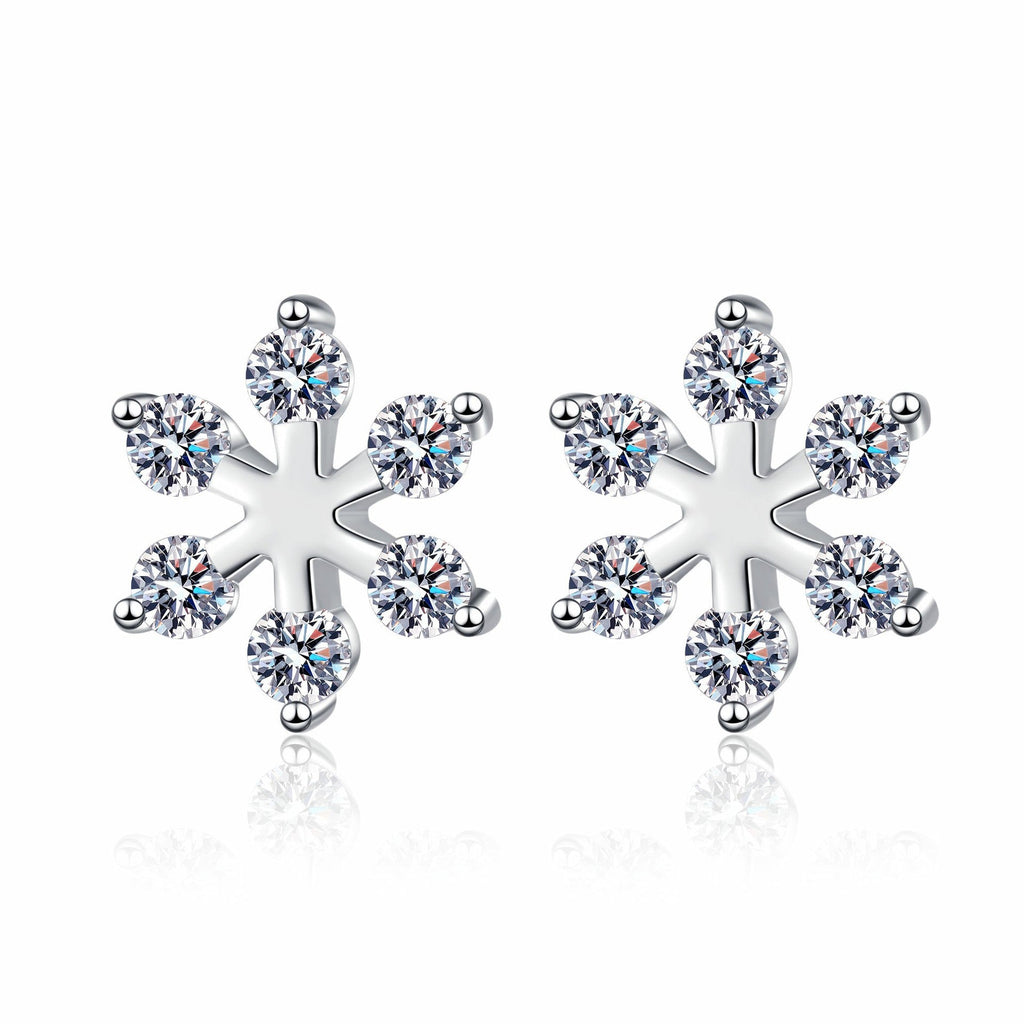Moissanite 925 Sterling Silver Snowflake Shape Earrings