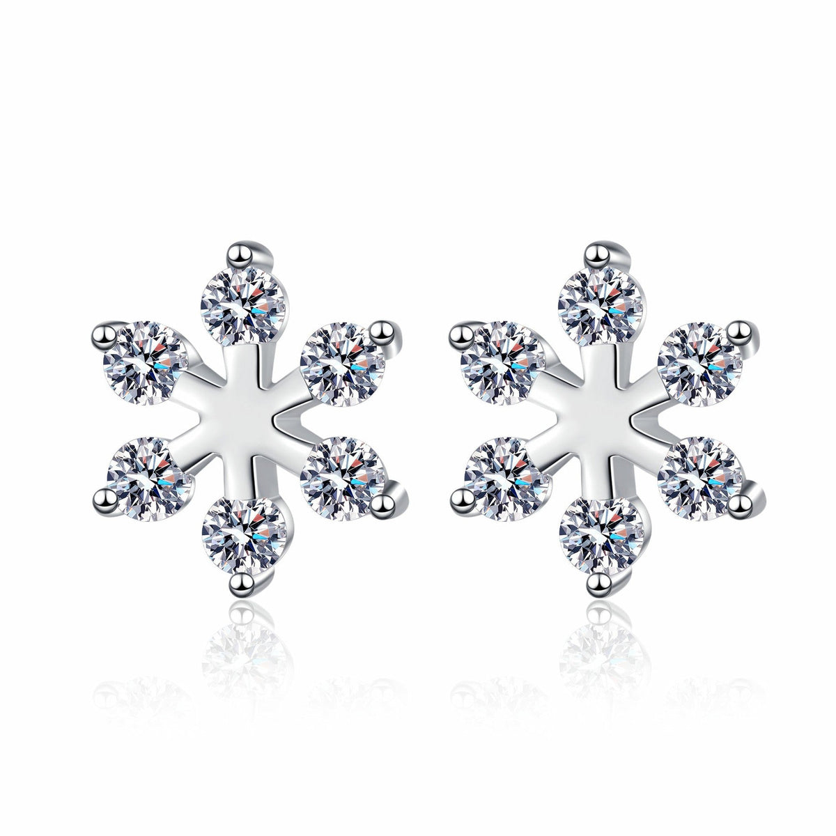 Moissanite 925 Sterling Silver Snowflake Shape Earrings