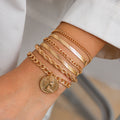 Ins round pendant Bracelet set irregular metallic flat snake chain bracelet - V.I.P Digital Presence
