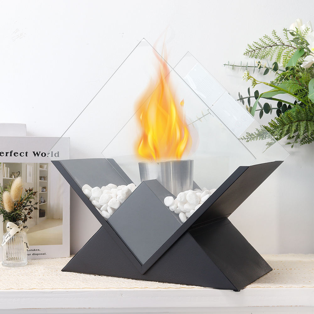 Desktop alcohol fireplace diamond shaped brazier indoor and outdoor portable stove true fire burning