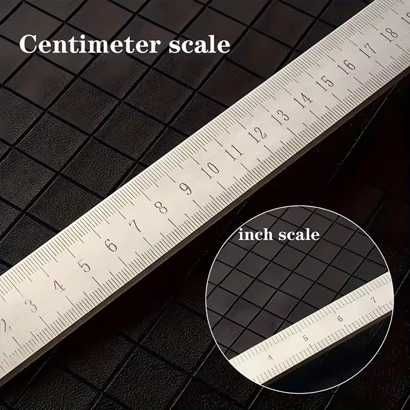 20 - Inch Dual - Scale Stainless Steel Ruler, thickened quenched steel, with random lanyard, great for drawing & measuring.