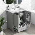 30inchgrey Bathroom Vanity with Sink ComboMulti-functional Bathroom Cabinet with Doors and Drawer Solid Frame and MDF Board - V.I.P Digital Presence