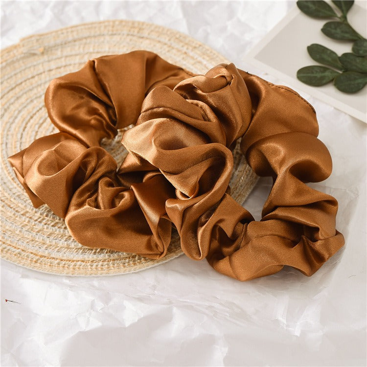 Women Silk Scrunchie Elastic Handmade Multicolor Hair Band Ponytail Holder Headband Hair Accessories 1PC Satin Silk Solid Colo