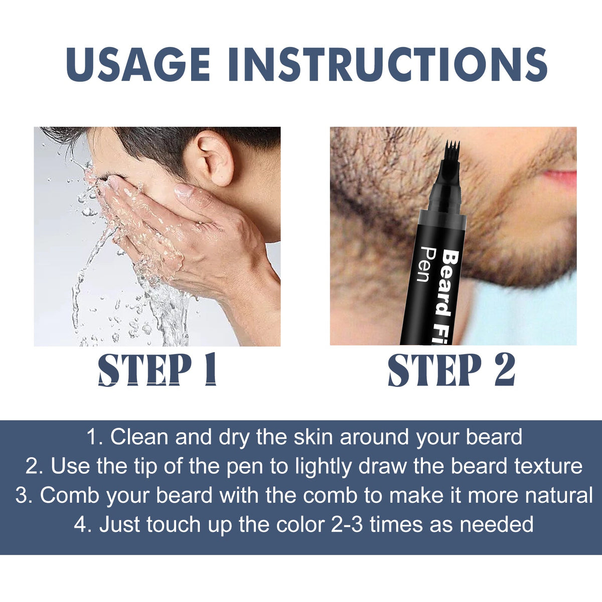Beard Filler Pen, Detachable And Easy-To-Use Filler Pens Make It Easy To Create A Bushy Beard Hairline