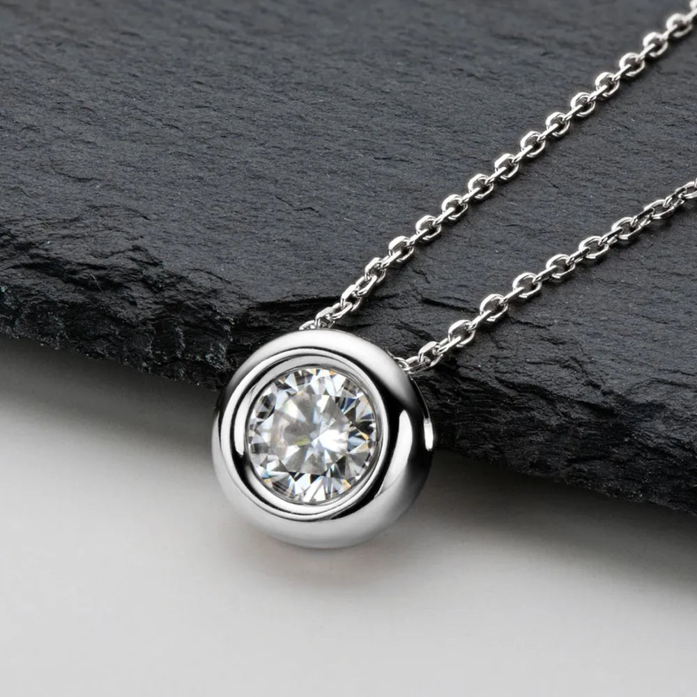 1 Carat Moissanite 925 Sterling Silver Necklace