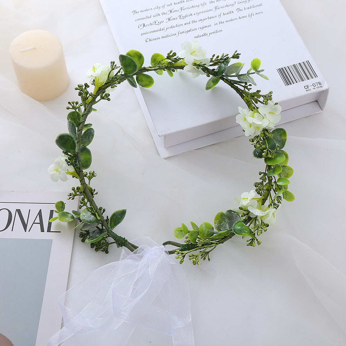 Full sky star flower wreath simulation flower bud small floral headdress sweet holiday travel photo head flower wreath