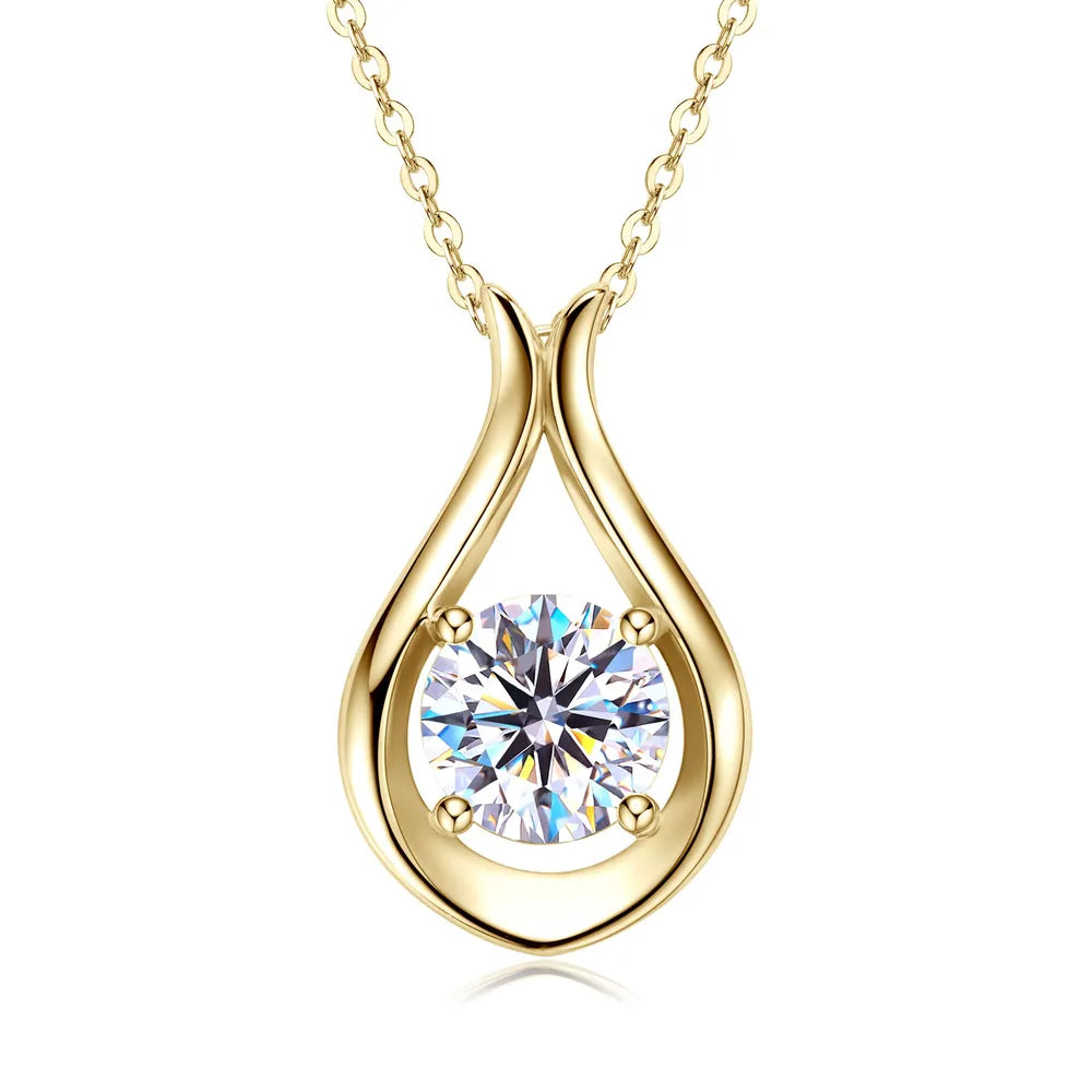 2 Carat Moissanite 925 Sterling Silver Pendant Necklace