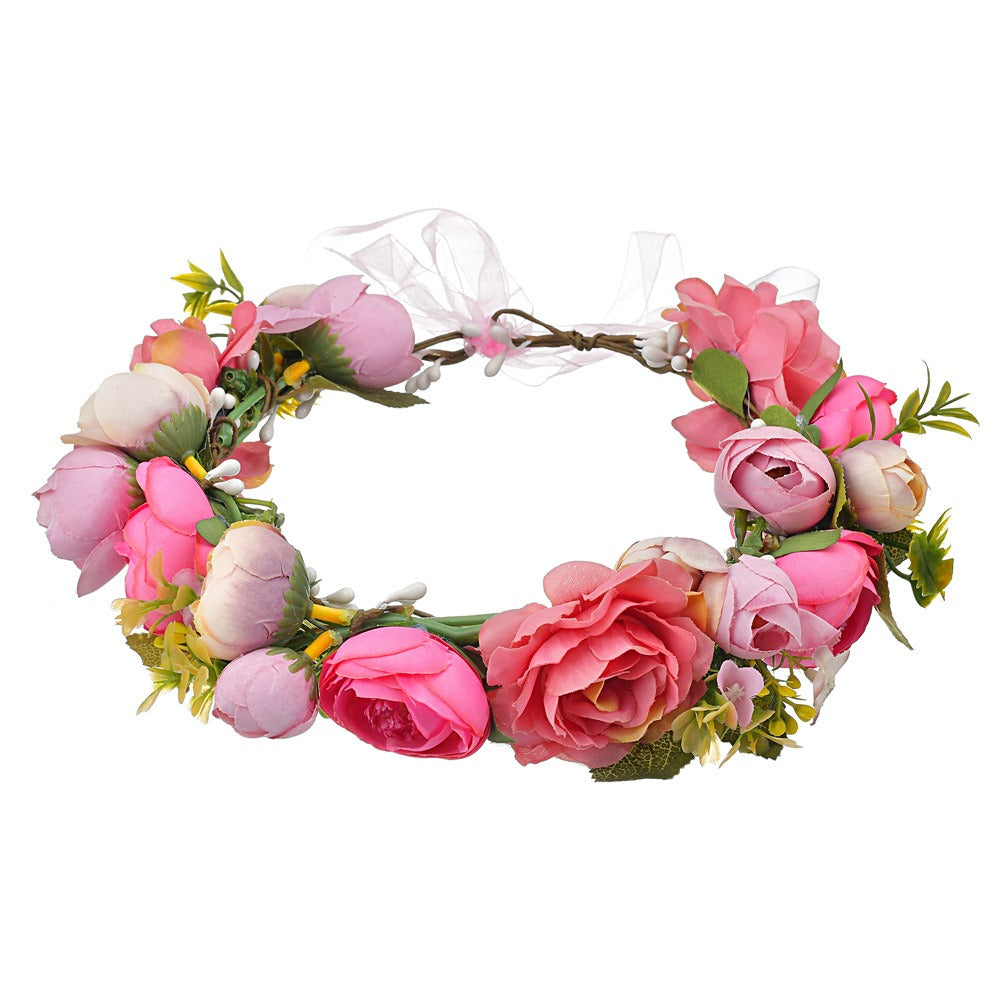 Bohemian floral hairband bride photo shoot bride hair accessories
