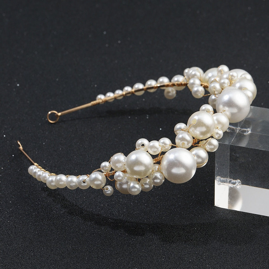 Retro bride headwear with simple pearl headbands - V.I.P Digital Presence